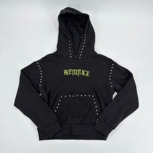 Beetlejuice Forever 21 Kids Black Rhinestone Never Trust The Living Hoodie 11/12